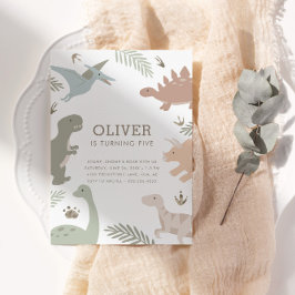 Invitación Boho Kids Dinosaur Theme Party Birthday Party