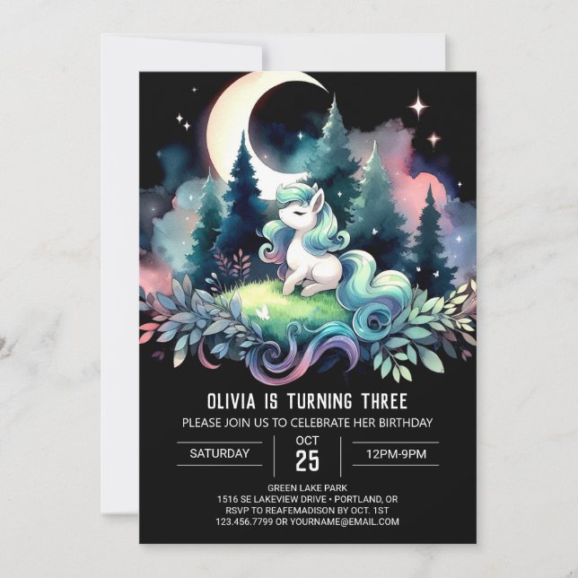 Invitación Boho Kids Horse Birthday (Anverso)