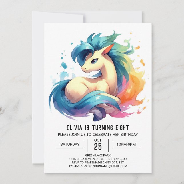 Invitación Boho Kids Horse Birthday (Anverso)