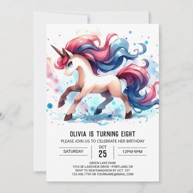 Invitación Boho Kids Horse Birthday (Anverso)