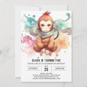 Invitación Boho Kids Monkey Cumpleaños