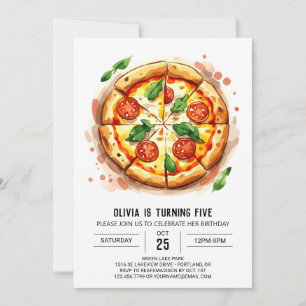 Invitación Boho Kids Pizza Cumpleaños