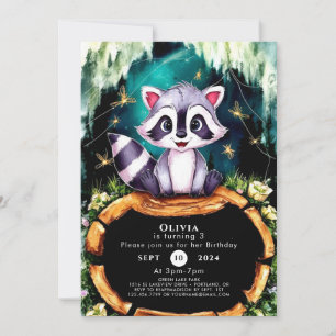 Invitación Boho Kids Raccoon Cumpleaños