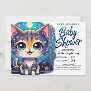 Invitación Boho Kitten Online Boy Baby Shower