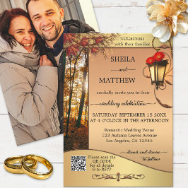 Invitación Boho Lantern Gold Fall Wedding Invitation