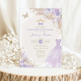 Invitación Boho Lavender Floral Twins Boy Chica Quinceañera