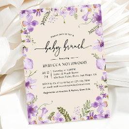 Invitación Boho Lavender Lilac Florals Baby Brunch