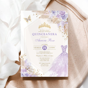 Invitación Boho Lavender Quinceañera Mis Quince 15 Anos