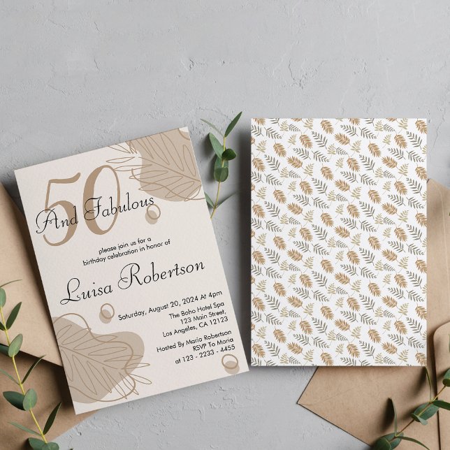 Invitación Boho Leaf Moderno Todas las Edades Cumpleaños (Subido por el creador)