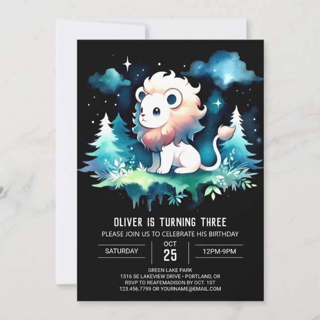Invitación Boho Leon Enchanted Cumpleaños (Anverso)