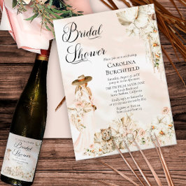 Invitación Boho Leopard | Mujer Tropical Floral Bridal Shower