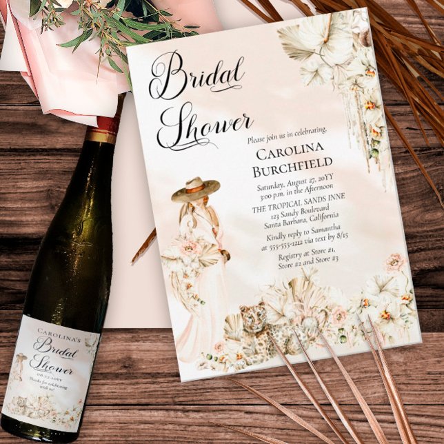 Invitación Boho Leopard | Mujer Tropical Floral Bridal Shower (Subido por el creador)