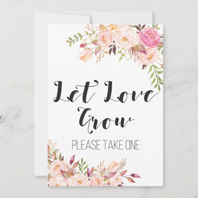 Invitación Boho Let Love Grow toma un Rótulo de bienvenida de (Anverso)
