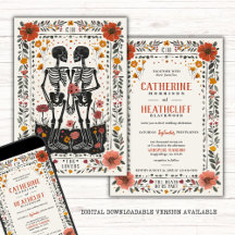 Boho Letterpress Style Skeleton Tarot Boda