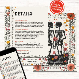 Invitación Boho Letterpress Style Skeleton Tarot Details