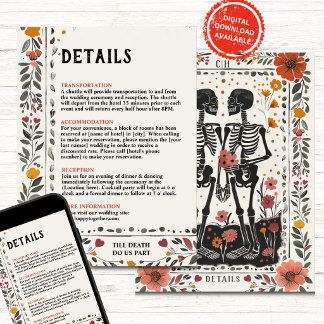 Invitación Boho Letterpress Style Skeleton Tarot Details