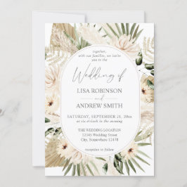 Invitación Boho LG Textos Pampas Grass & Beige 2 Boda floral