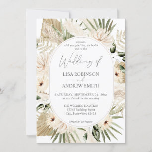 Invitación Boho LG Textos Pampas Grass & Beige 2 Boda floral