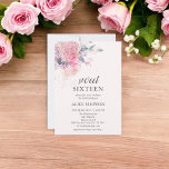 Invitación Boho Light Flores Blandas De Color Rosa Dulce 16 I<br><div class="desc">Boho flor rosa de color claro con hojas.</div>