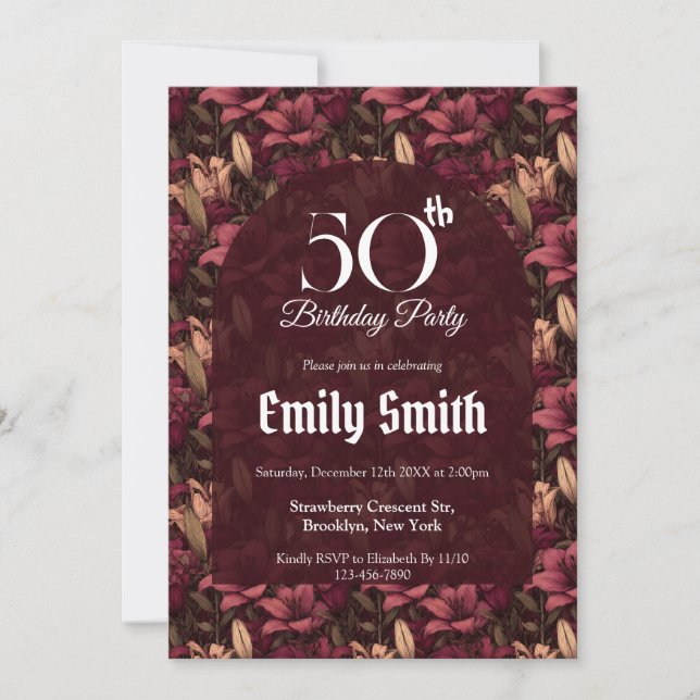 Invitación Boho Lilies Inspired Party (Anverso)