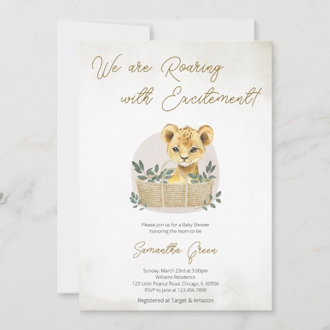 Invitación Boho Lion Cub Baby Shower (Anverso)