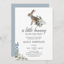 Boho Little Bunny Dust Blue Flores Baby Shower In