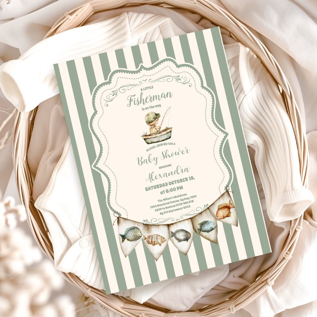 Invitación Boho Little Fishman Fishing Baby Shower (Subido por el creador)