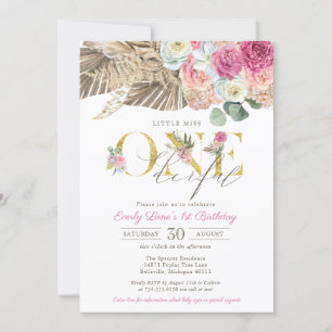 Invitación Boho Little Miss ONEmaravillosas Floral Primer cum