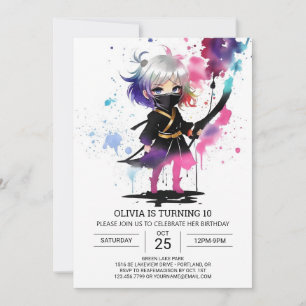 Invitación Boho Little Ninja Chica Cumpleaños