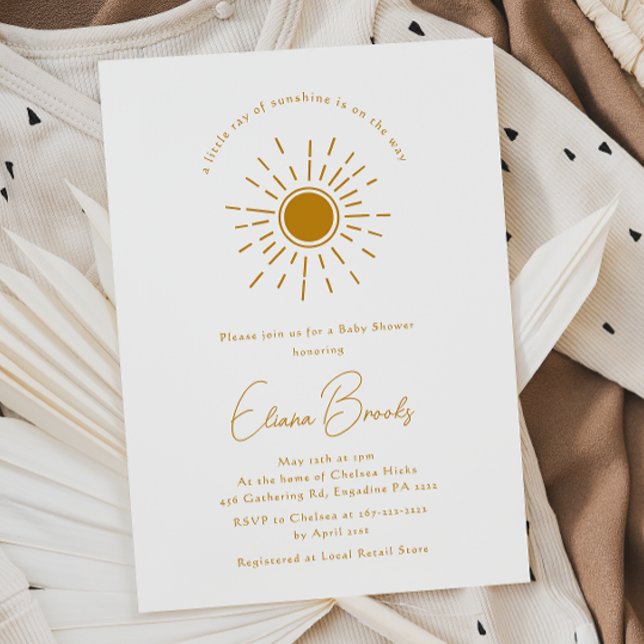 Invitación Boho Little Ray Of Sunshine Baby Shower (Subido por el creador)