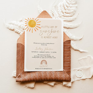 Invitación Boho Little Ray of Sunshine Rainbow Baby Shower