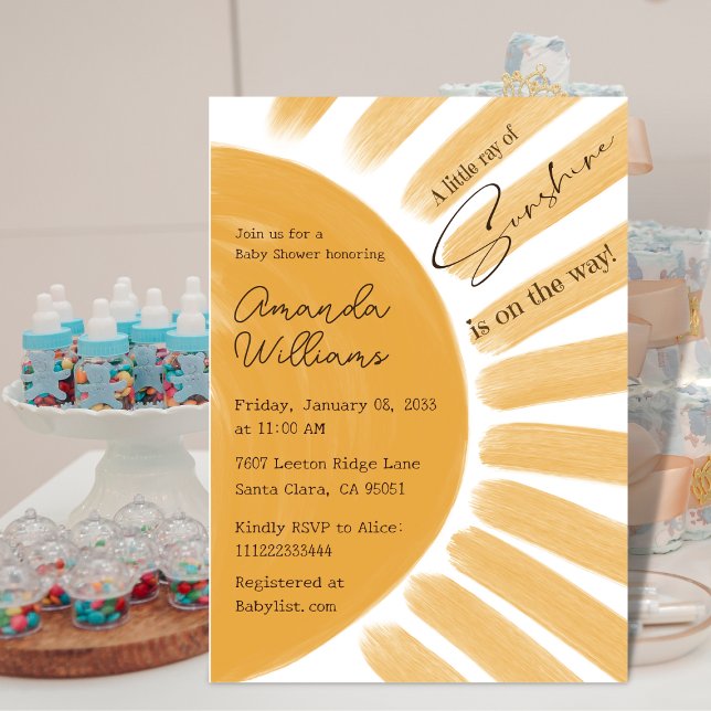 Invitación Boho Little Ray Sunshine Yellow Boy Baby Shower (Subido por el creador)