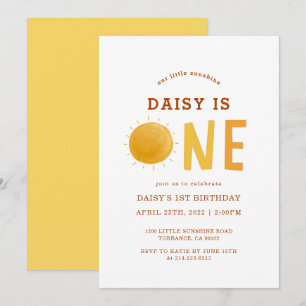 Invitación Boho Little Sunshine es un primer cumpleaños