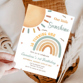 Invitación Boho Little Sunshine Primer Fiesta de cumpleaños