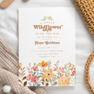 Invitación Boho "Little Wildflower" Terracotta Baby Shower