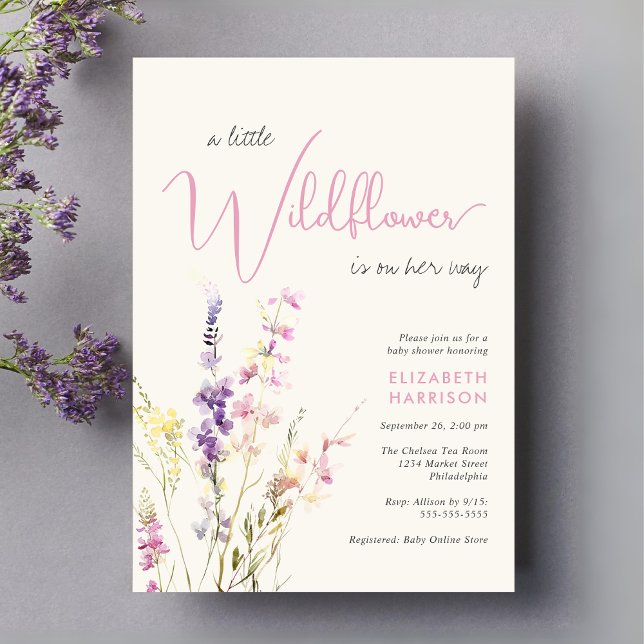 Invitación Boho Little Wildflower Watercolor Baby Shower (Subido por el creador)