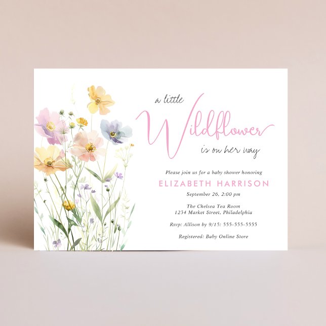 Invitación Boho Little Wilflower Watercolor Bebé Chica Ducha (Subido por el creador)