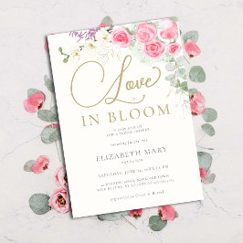 Invitación Boho Love in Bloom Rosas Orchid Gold Bridal Shower