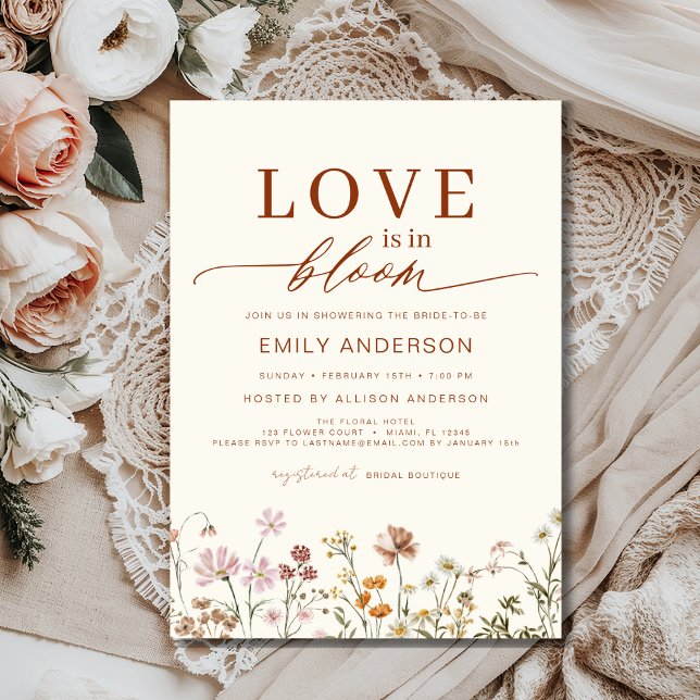 Invitación Boho Love in Bloom Wildflower Bridal Shower (Subido por el creador)