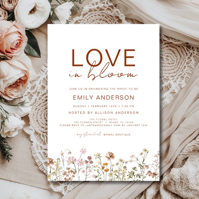 Invitación Boho Love in Bloom Wildflower Bridal Shower (Subido por el creador)