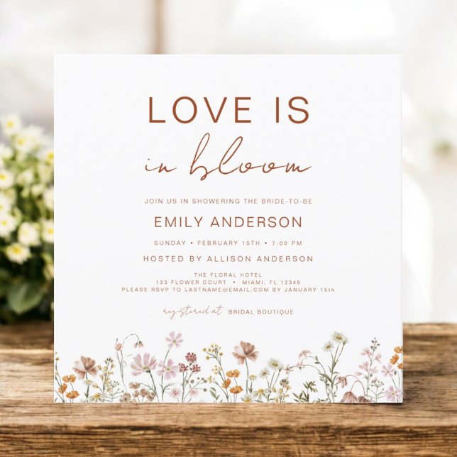 Invitación Boho Love in Bloom Wildflower Bridal Shower (Subido por el creador)