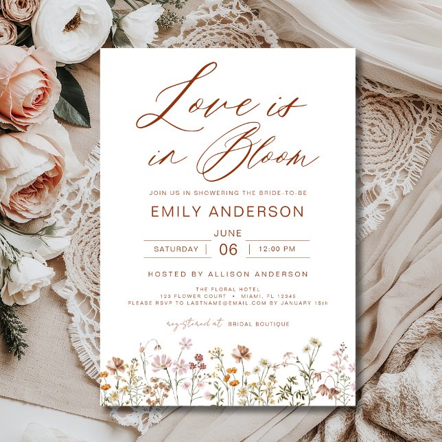 Invitación Boho Love in Bloom Wildflower Bridal Shower (Subido por el creador)