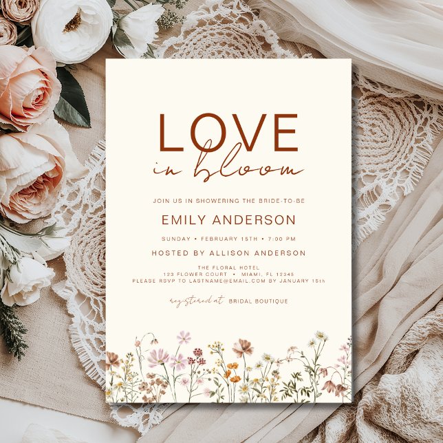 Invitación Boho Love in Bloom Wildflower Bridal Shower (Subido por el creador)