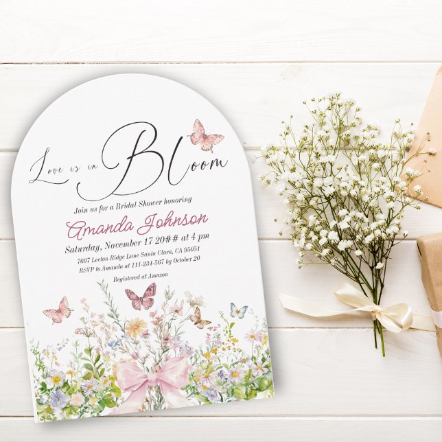 Invitación Boho Love in Boom Wildflower Bow Bridal Shower (Subido por el creador)