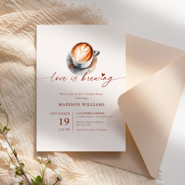 Invitación Boho Love is Brewing Bridal Shower Coffee (Subido por el creador)