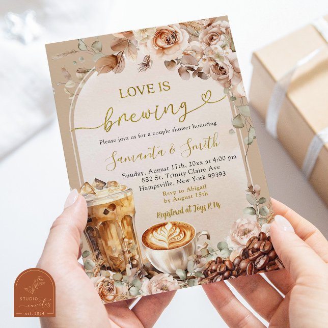 Invitación Boho Love Is Brewing Espresso Ducha de Parejas (Subido por el creador)