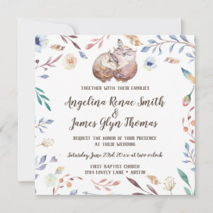 Invitación Boho Love Owls Wedding Invitation Floral