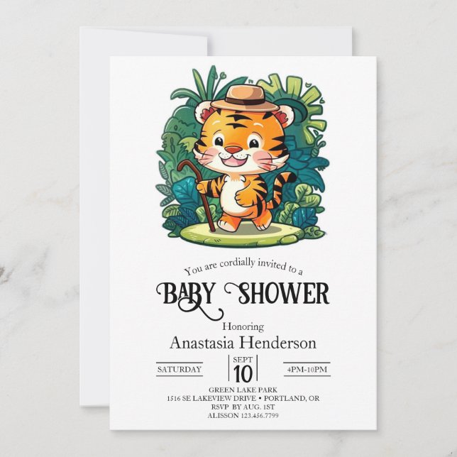 Invitación Boho Lovely Tiger Digital Baby Shower (Anverso)