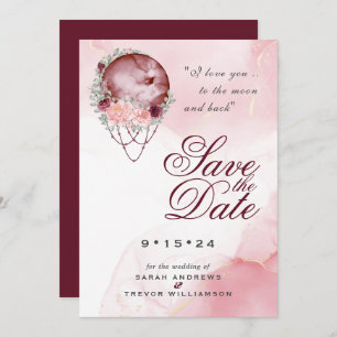 Invitación Boho Luna de Marrón Rosa Mandala Salva la fecha