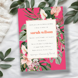 Invitación Boho Magenta Rubor Tropical Floral Bridal Shower